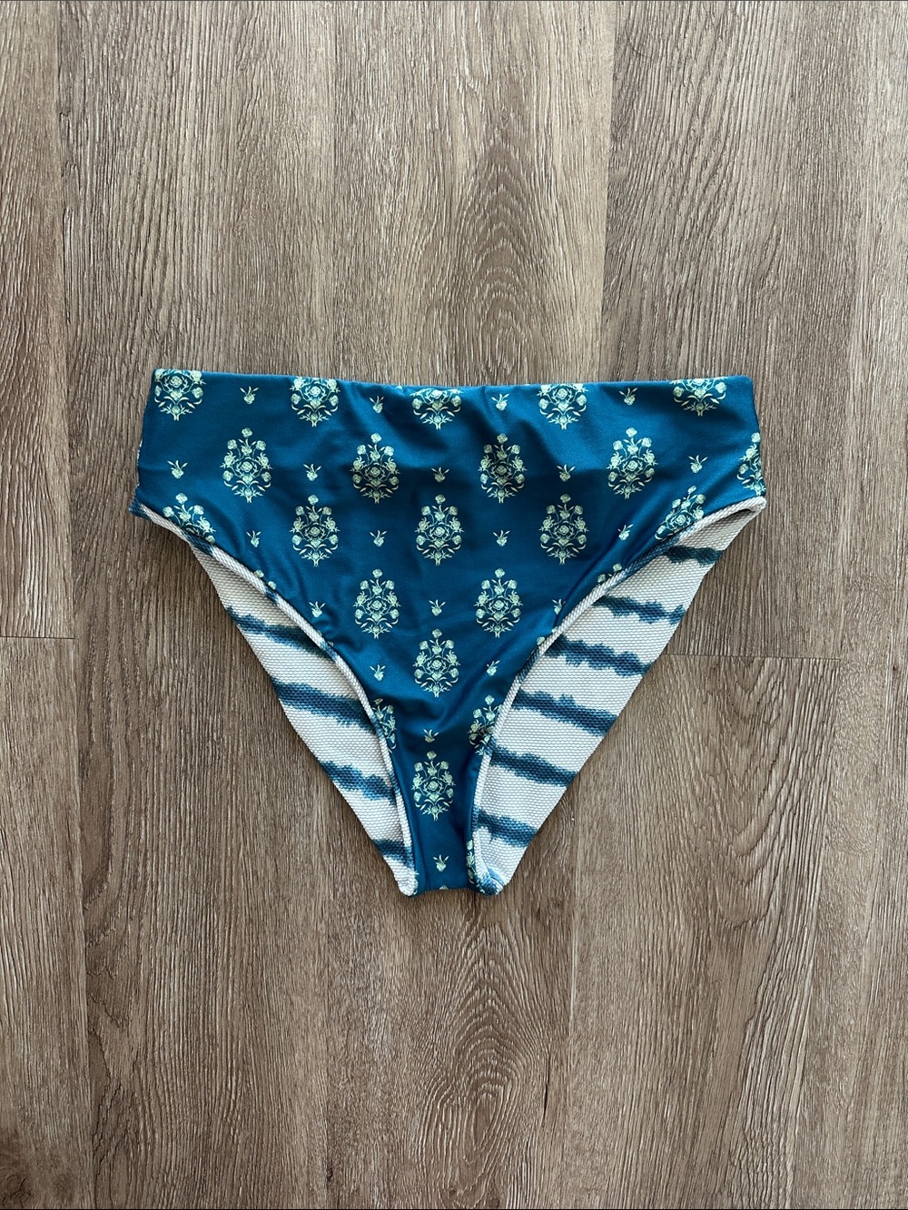 MAAJI Shibori Suzy Q High Waist Bikini Bottom Striped & Floral Medium Reversible